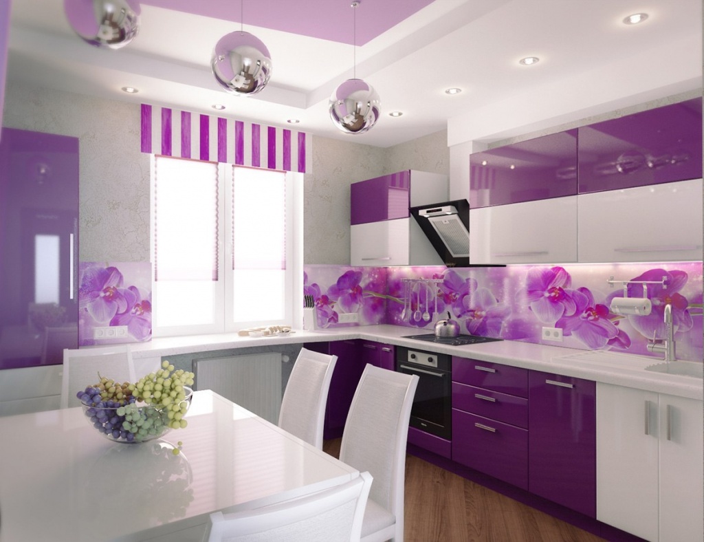 Пурпурная глянцевая кухня